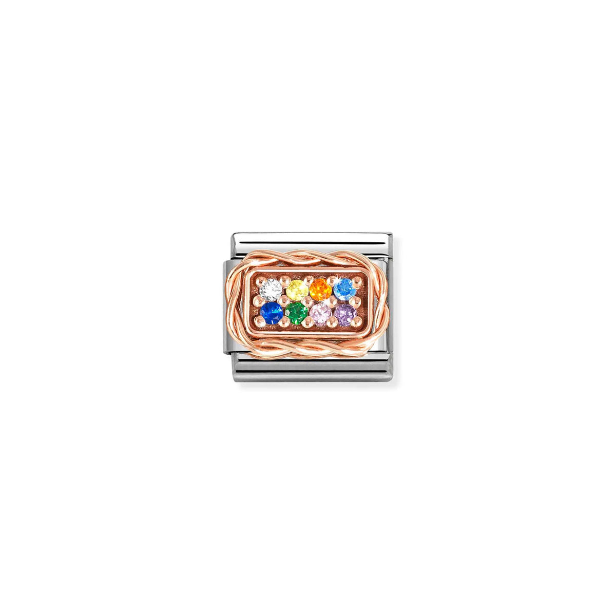 Composable Classic Link 430318/17 Pavé Set 9K Rose Gold & Rainbow CZ