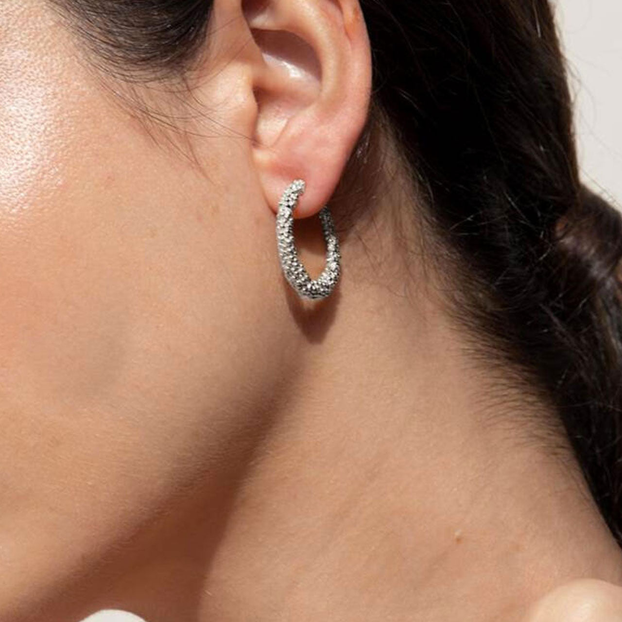 Stardust Large Silver Hoop Earrings