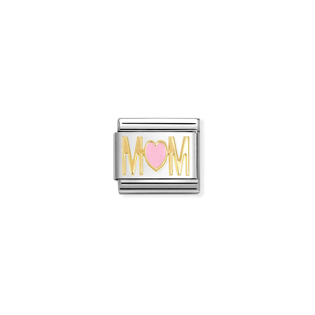 Composable Classic Link 030272/84 Mum Pink Heart in 18k Gold and Enamel
