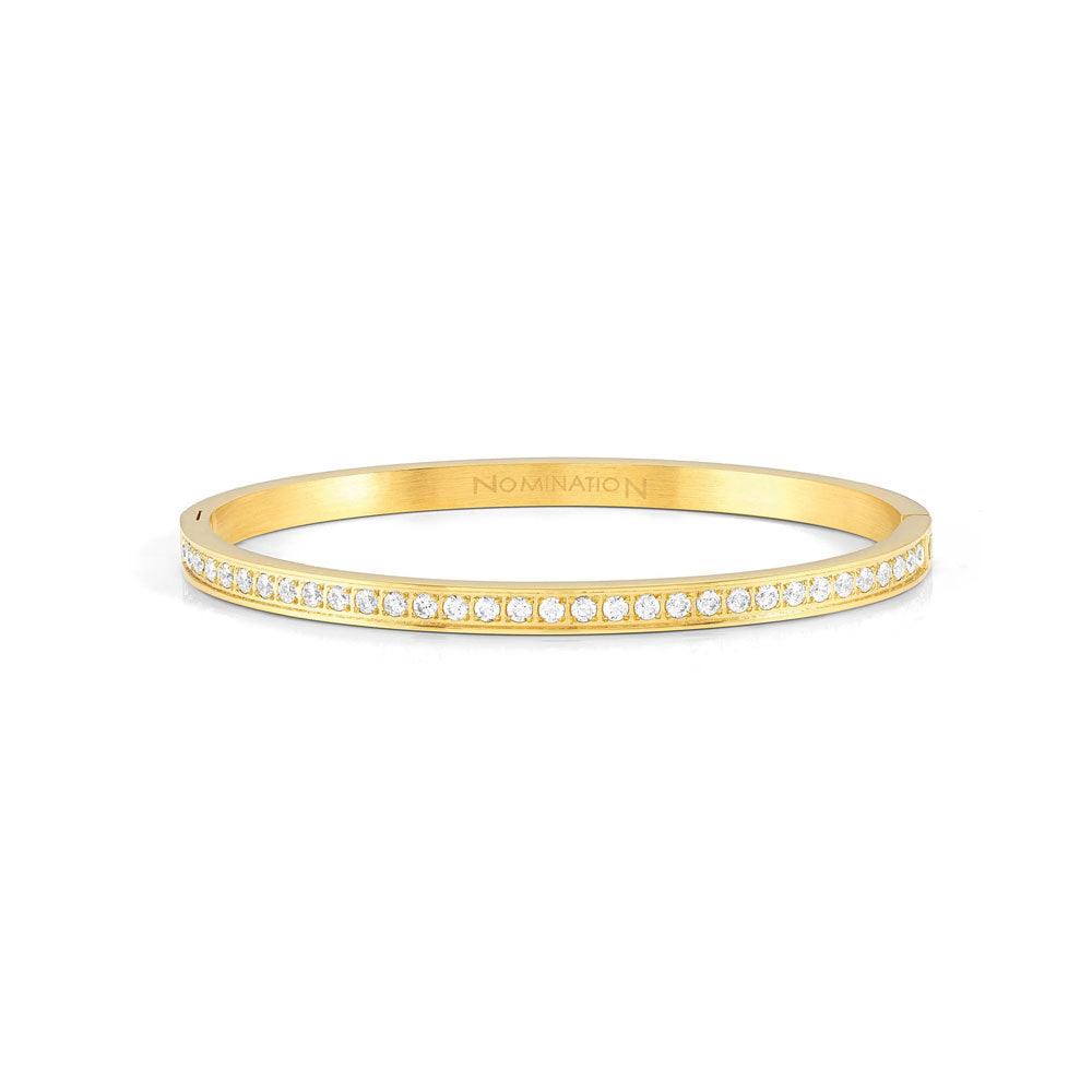 Pretty Bangles 029506/020 Gold With White CZ - Large - Jamies Jewellers