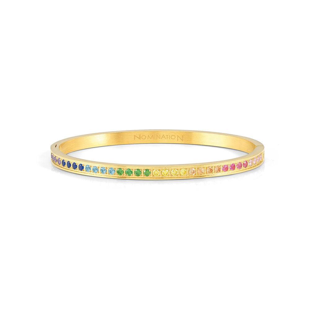 Pretty Bangles 029506/024 Gold With Rainbow CZ - Jamies Jewellers