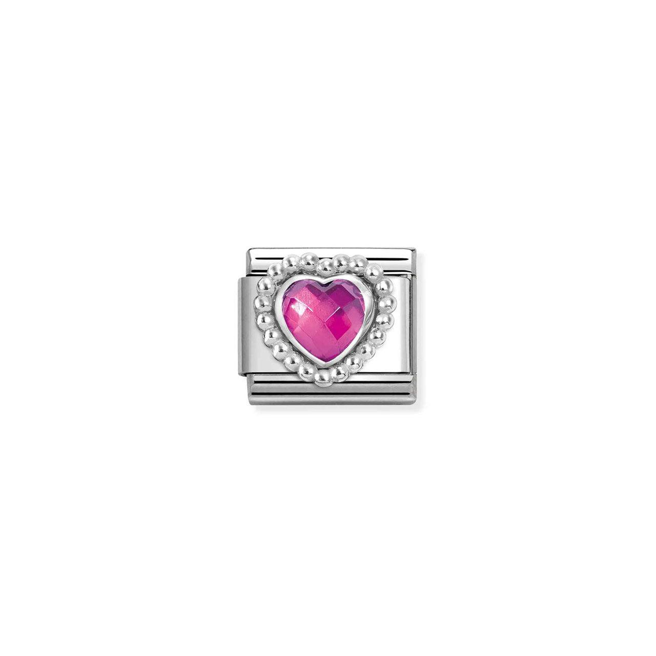 Composable Classic Link 330605/030 Faceted Fuchsia CZ Heart Charm - Jamies Jewellers