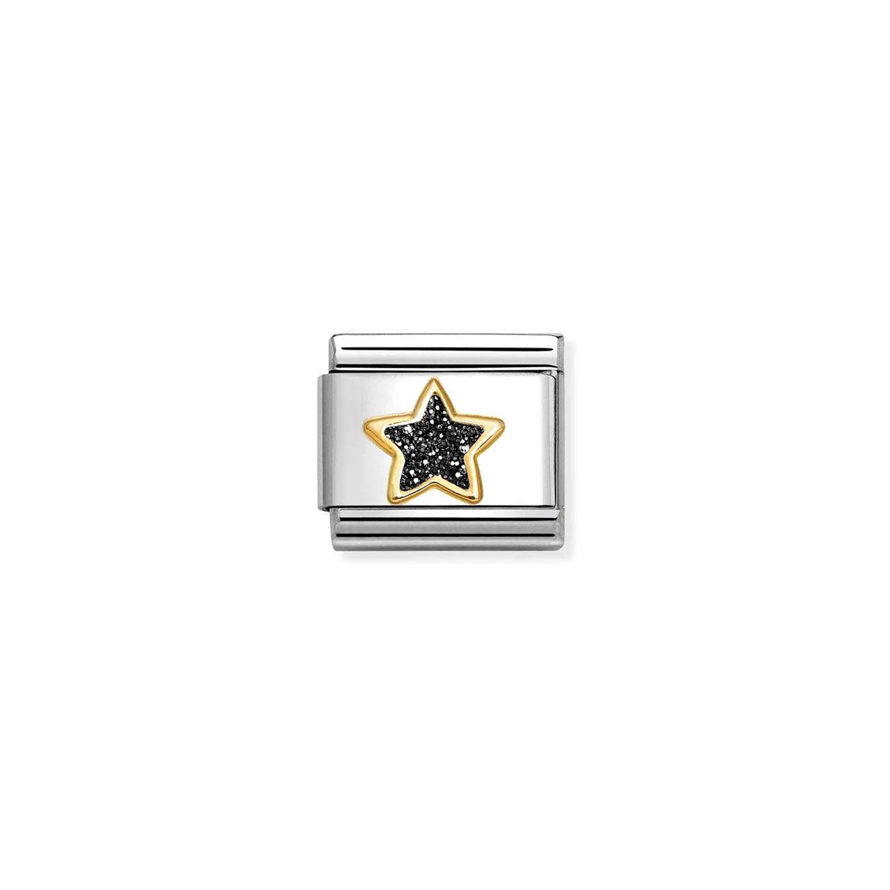 Composable Classic Link 030220/20 Star In 18K Gold & Black Glitter Enamel - Jamies Jewellers