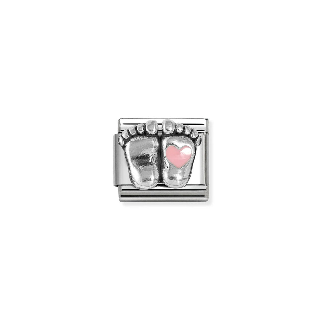 Composable Classic Link 330204/31 Baby Feet Pink Enamel In 925 Silver