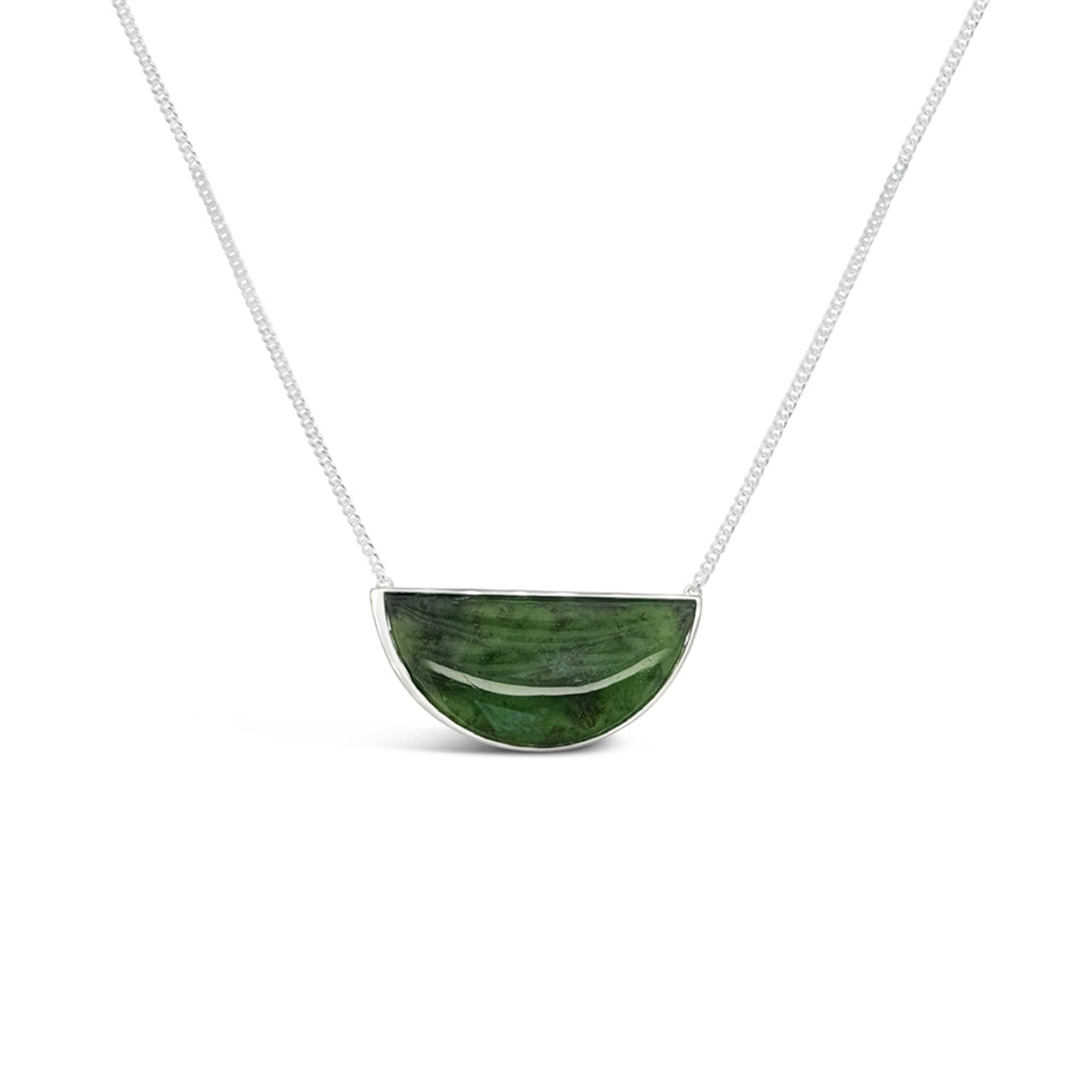 Sterling Silver & Pounamu Semi Circle Necklace