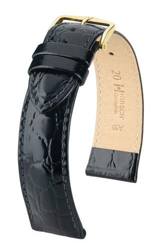 Crocograin - 20mm Black Medium Leather Watch Strap