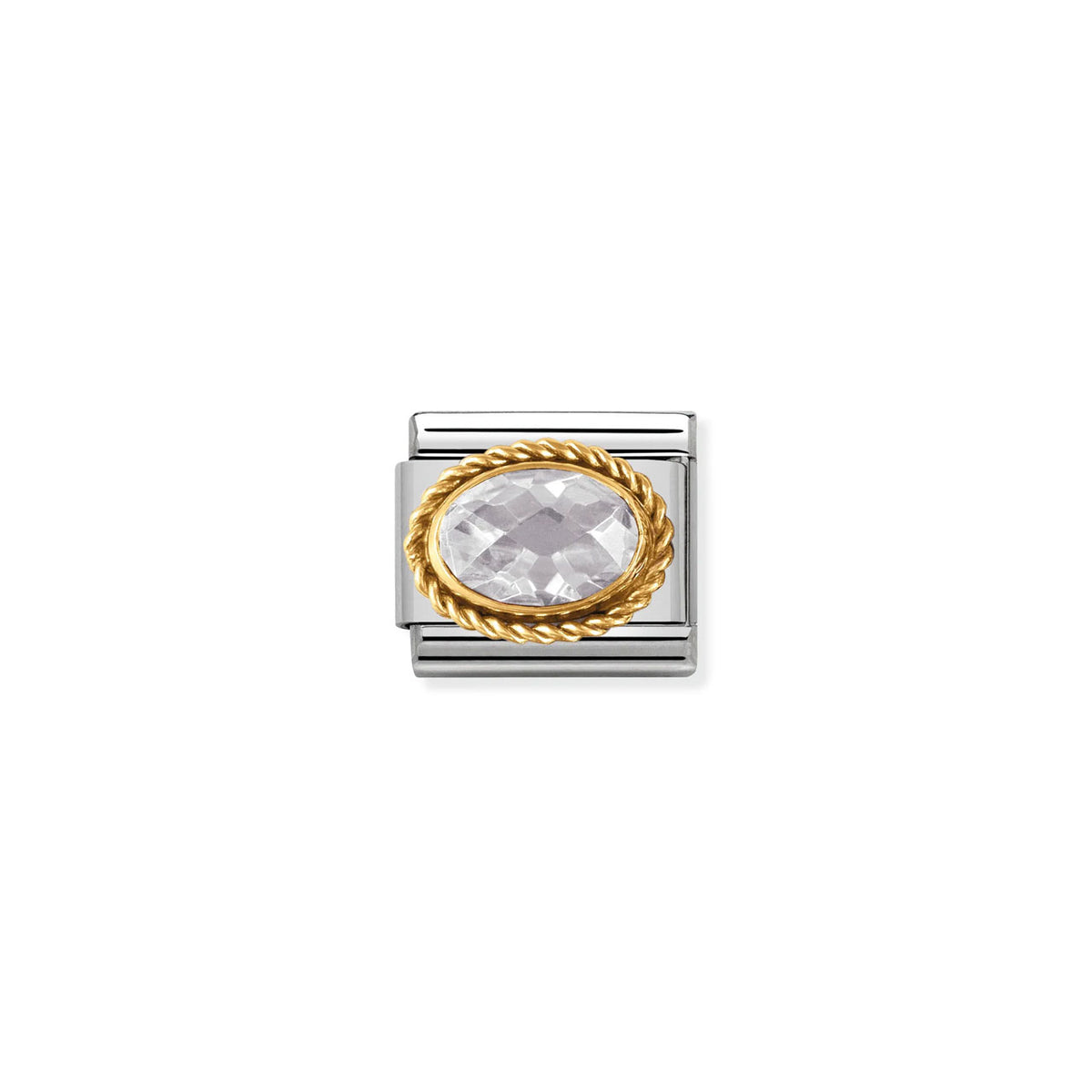 Composable Classic Link 030602/010 White Faceted CZ With Twist In 18K Gold