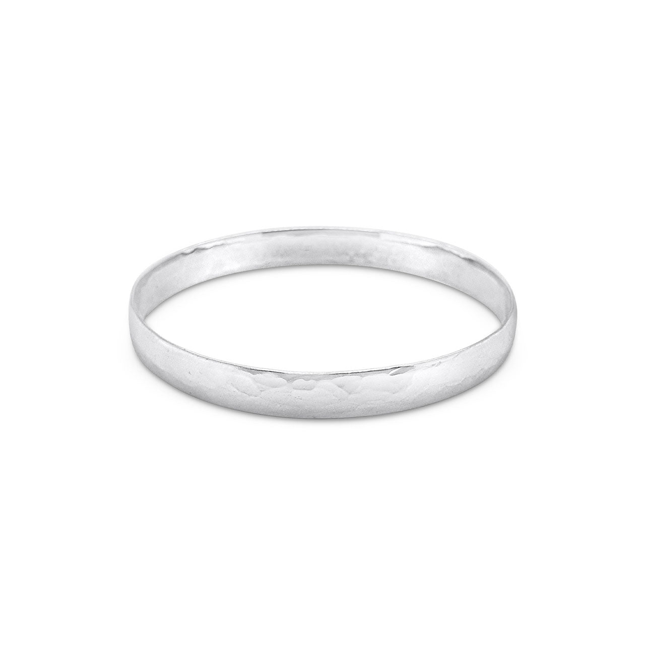 NZ Made 8mm Sterling Silver Flat Hammered Bangle