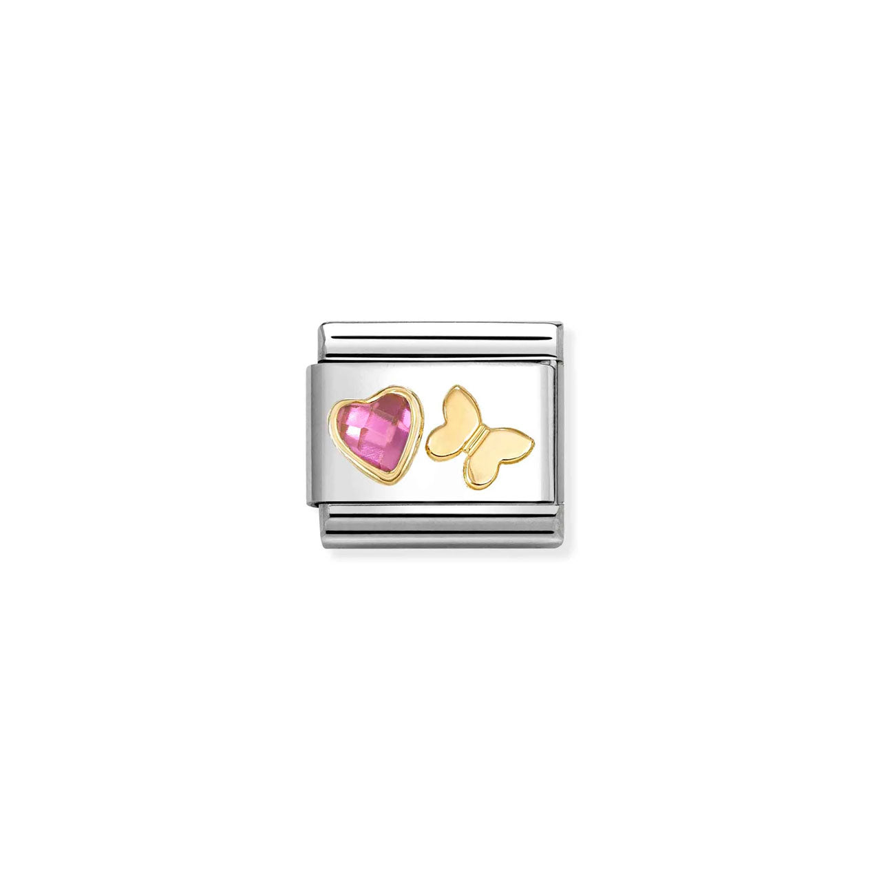 Composable Classic Link 030613/14 Pink CZ Heart & Butterfly In 18K Gold