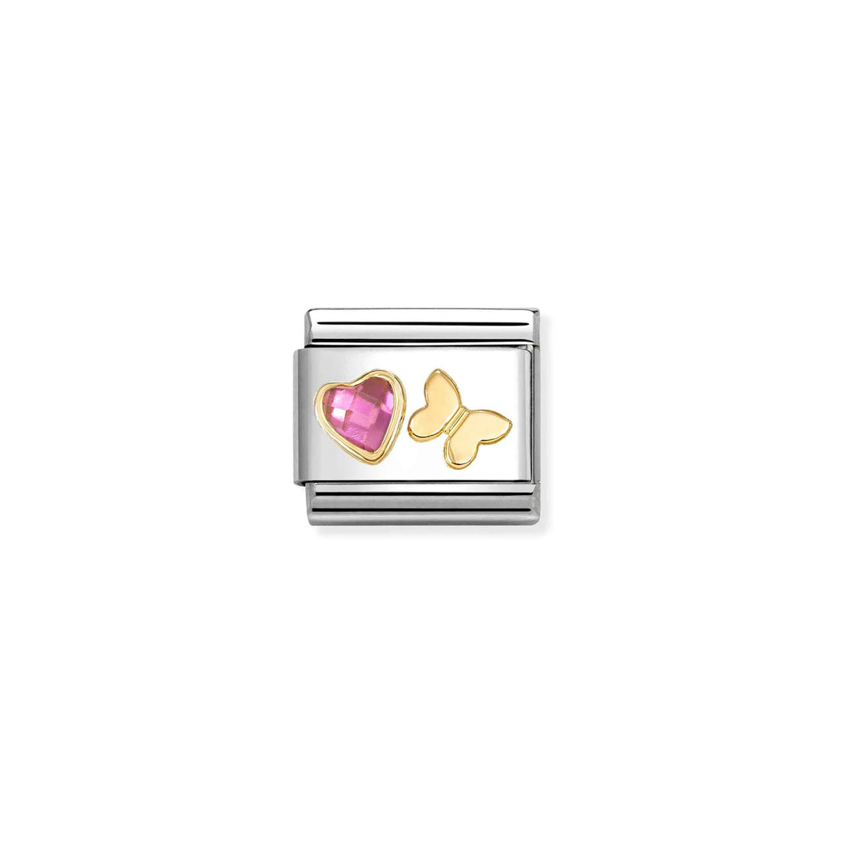 Composable Classic Link 030613/14 Pink CZ Heart & Butterfly In 18K Gold