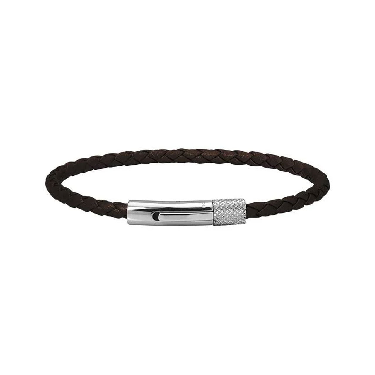 Stainless Steel Driver Brown Braided Bracelet