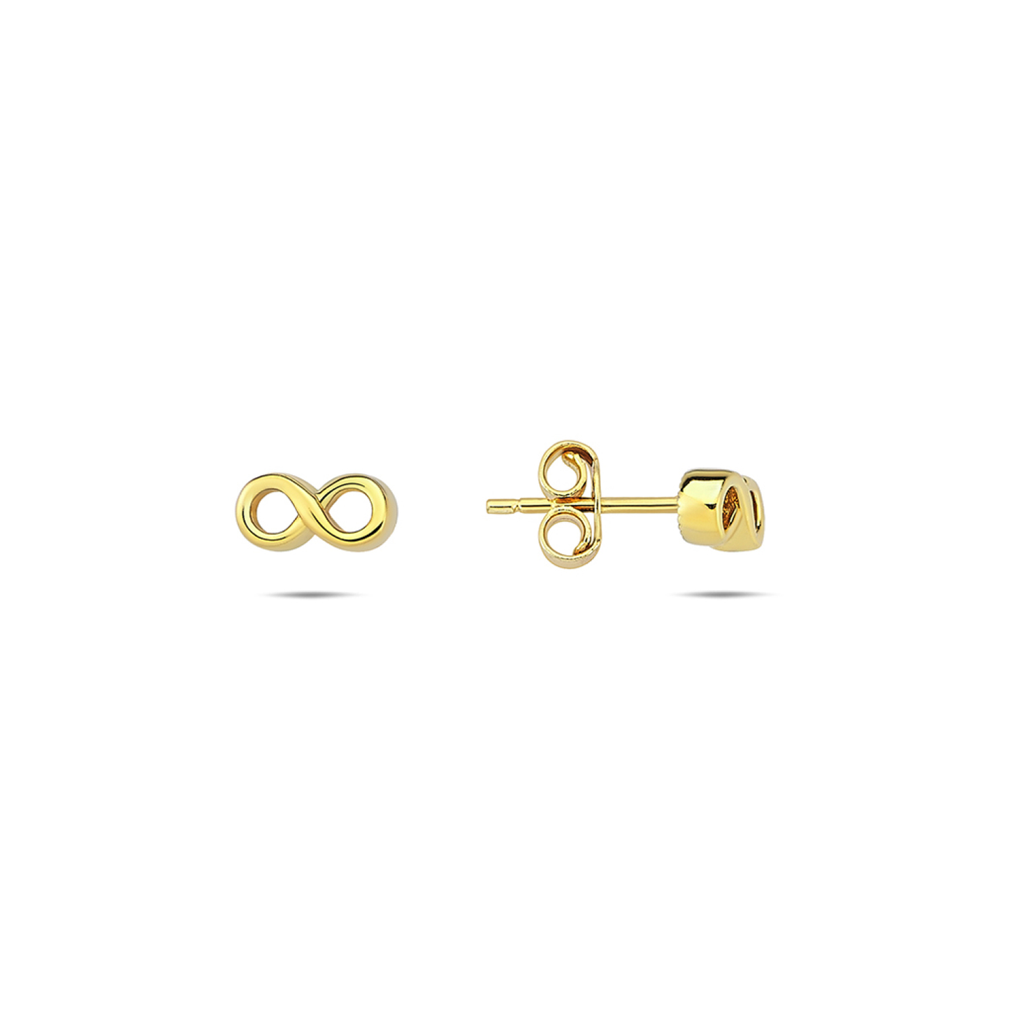 9k Yellow Gold Infinity Stud Earrings