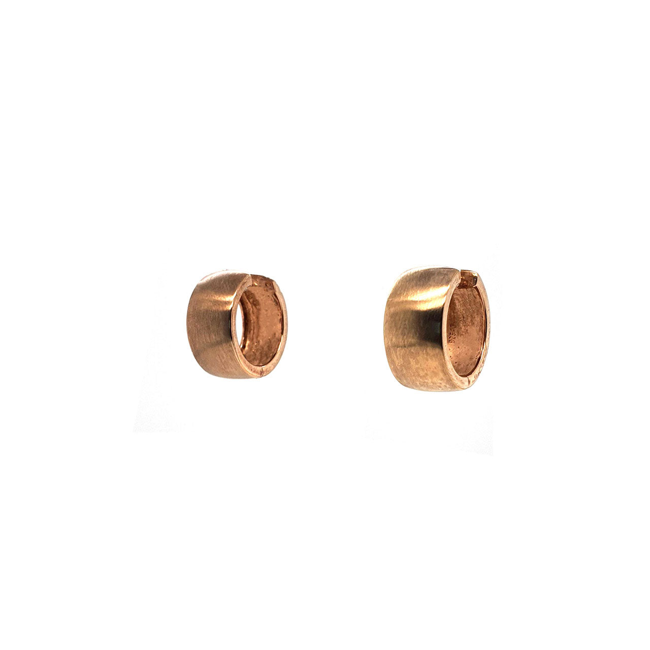 Sterling Silver Rose Gold Plated Wide Huggie Earrings