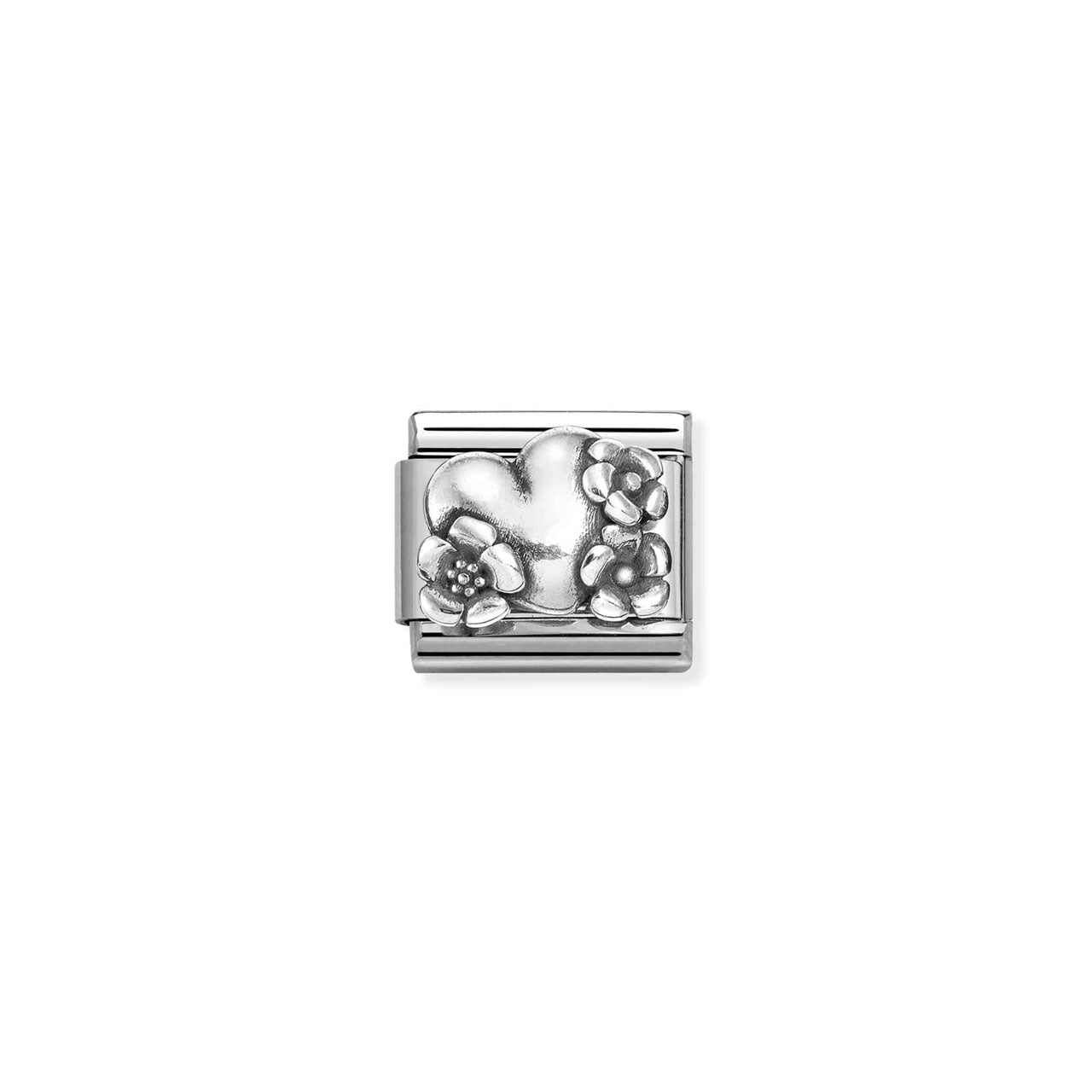 Composable Classic Link 330101/74 Heart And Flowers In 925 Silver