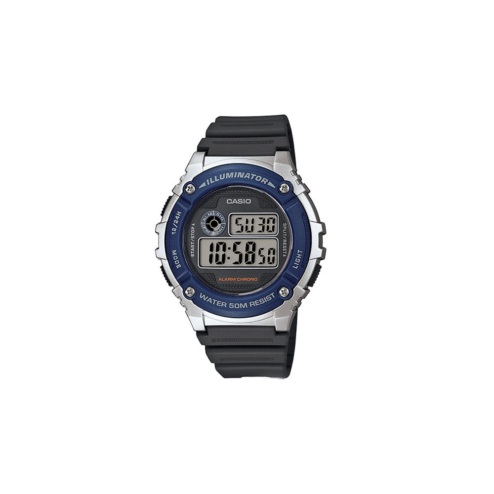 Casio Mens Blue & Silver Digital Watch - W216H-1C