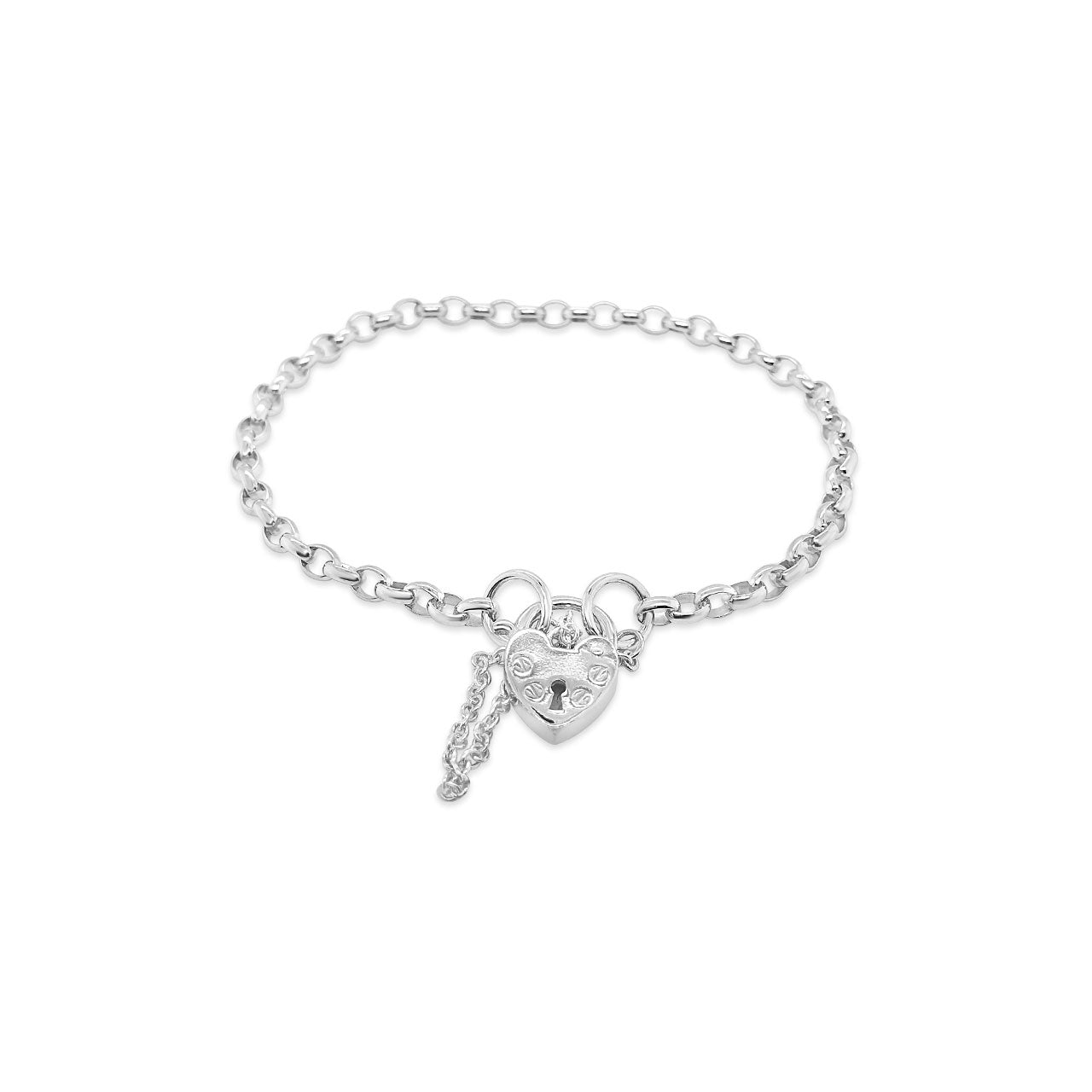 Sterling Silver BO2 Oval Belcher Flat Padlock Bracelet