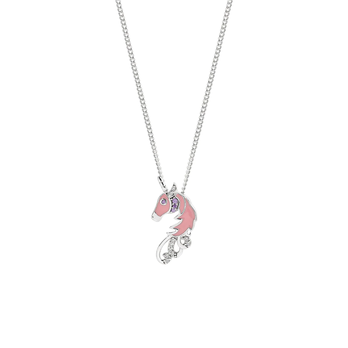 Sterling Silver & CZ Enamel Unicorn Pendant