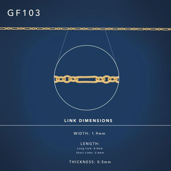 Gold Filled 1:3 Figaro Chain 45cm