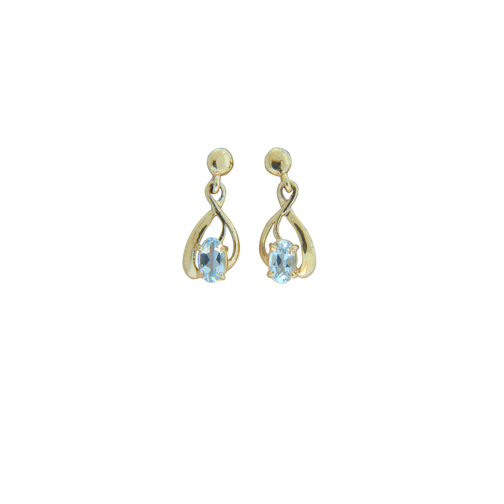 9k Yellow Gold Aquamarine Earrings