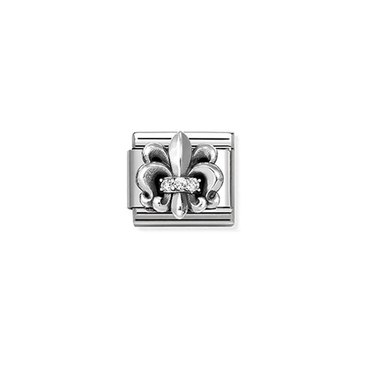 Composable Classic Link 330323/13 Fleur De Lis Lily In 925 Silver & CZ