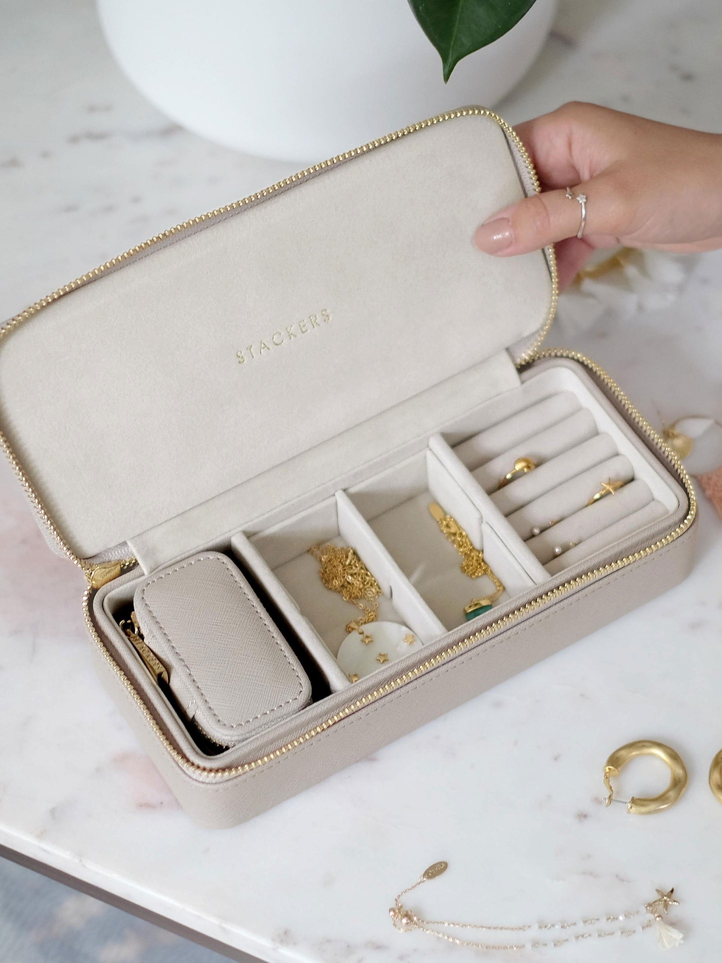 Taupe Large Travel Jewellery Box