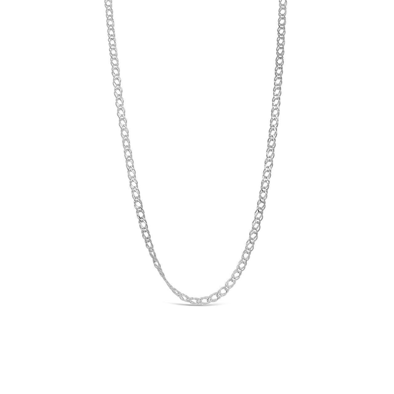 45cm Sterling Silver Diamond Cut Double Long Curb Chain