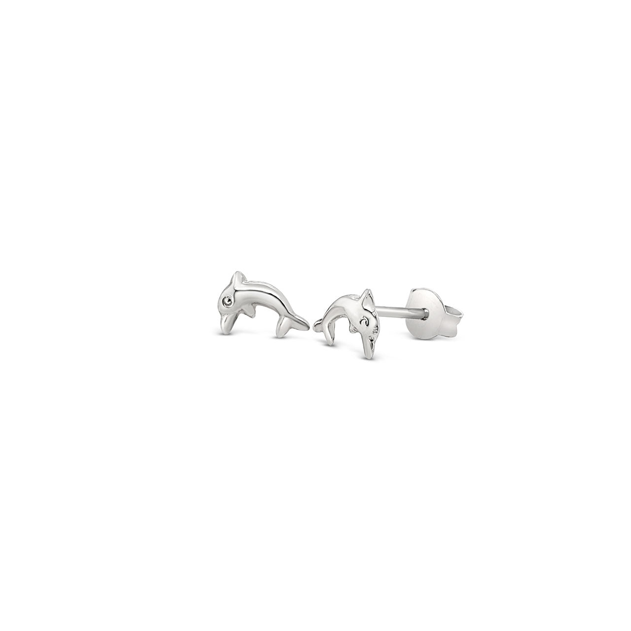 Sterling Silver Dolphin Stud Earrings