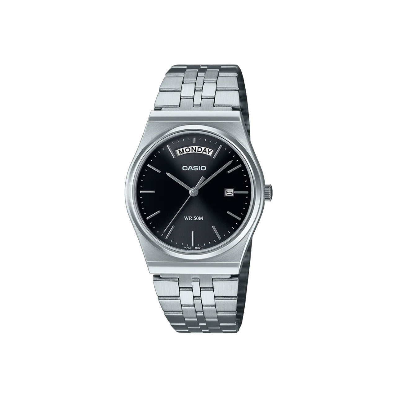 Casio Vintage Day Date Retro Stainless Steel Black Dial Watch - MTPB146D-1A