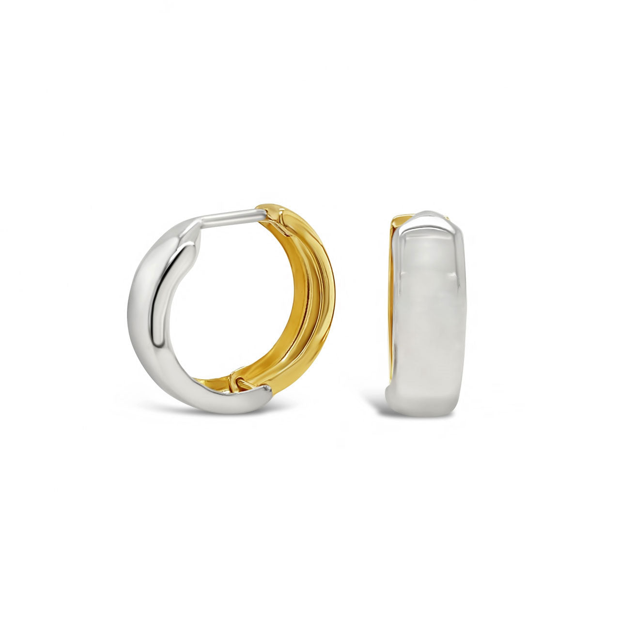 9k Two Tone Double Sided Gold Huggies