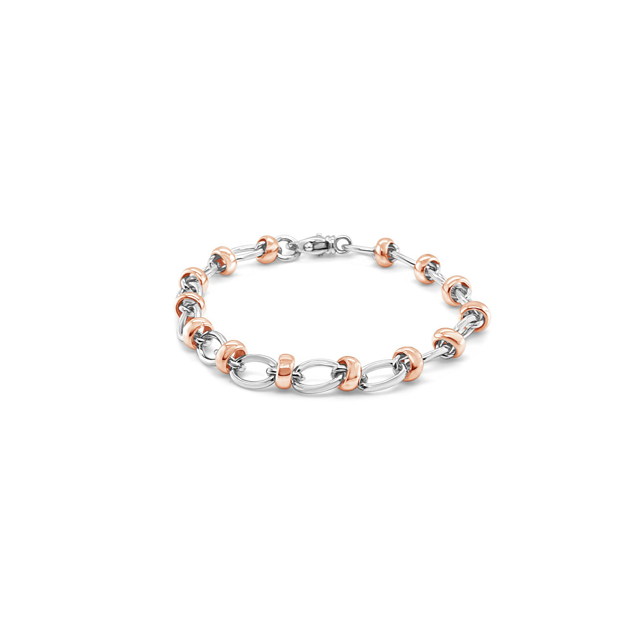 Sterling Silver & 9k Rose Gold Belcher Bracelet
