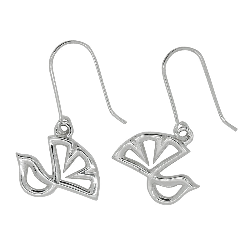 Sterling Silver Outline Piwakawaka - Fantail Hook Earrings