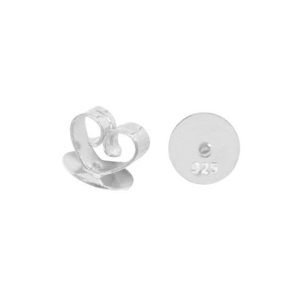 Sterling Silver Heart Shape Earring Butterfly Backs