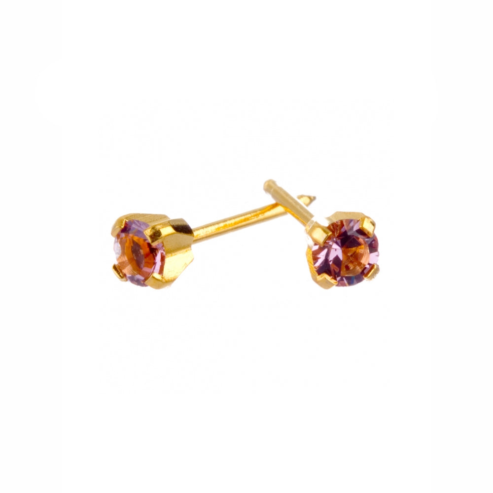 Surgical Sainless Steel Gold Plated 3mm June Claw Studs
