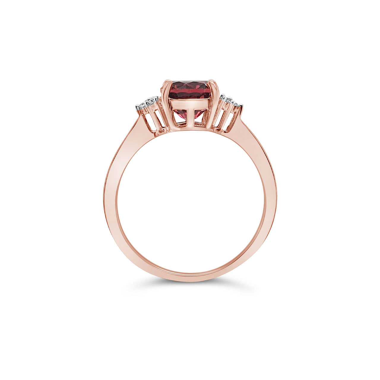 9k Rose Gold Deep Pink Tourmaline & Diamond Dress