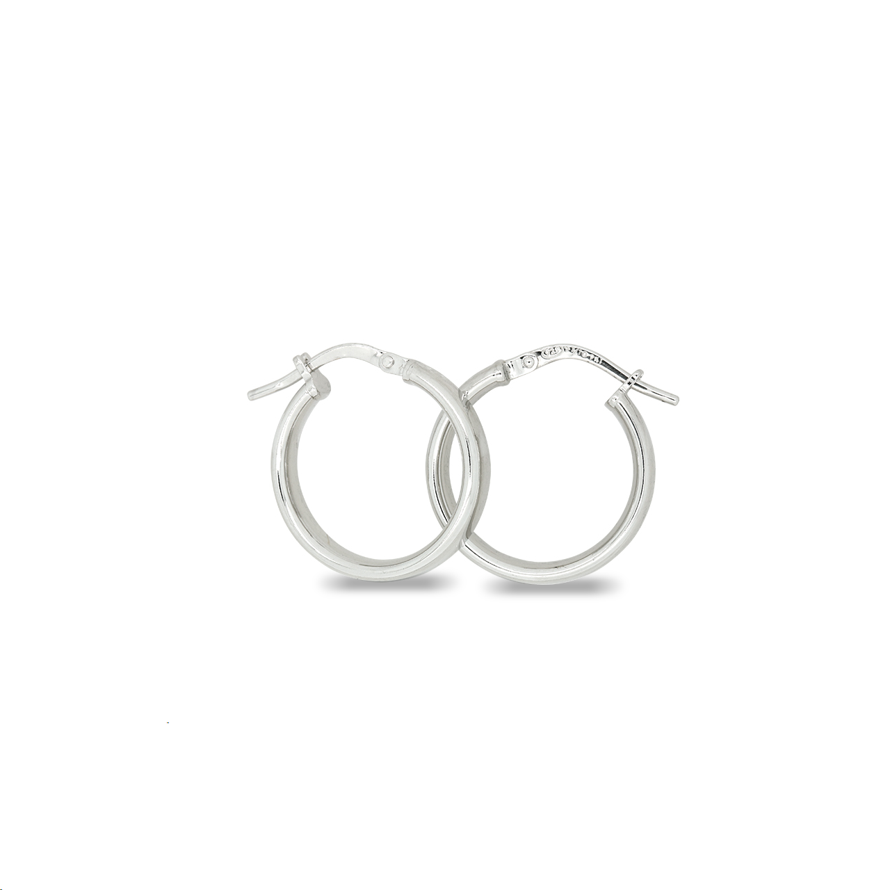 9k White Gold & Silver Bonded Small Round Hoop Earrings