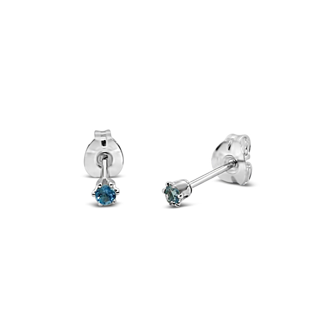Sterling Silver 2mm Blue Topaz Stud Earrings