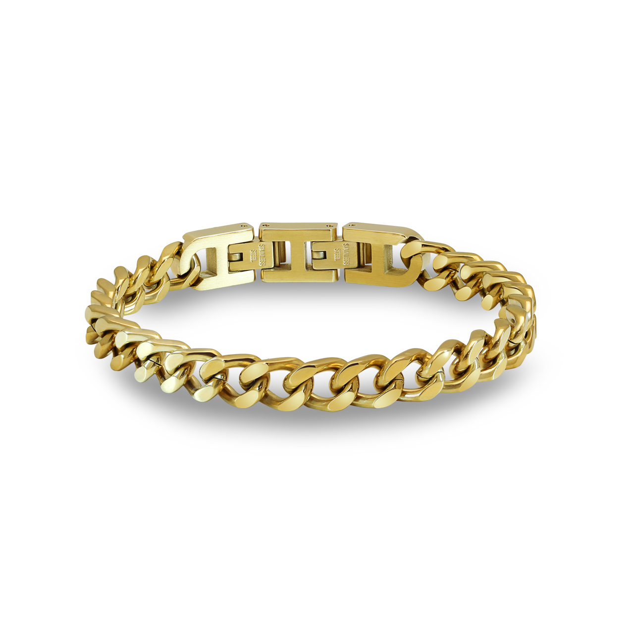 Stainless Steel Dandy Mens 7.5mm Gold Plated Bracelet