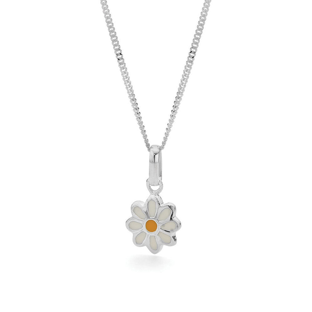 Sterling Silver Enamel Daisy Pendant