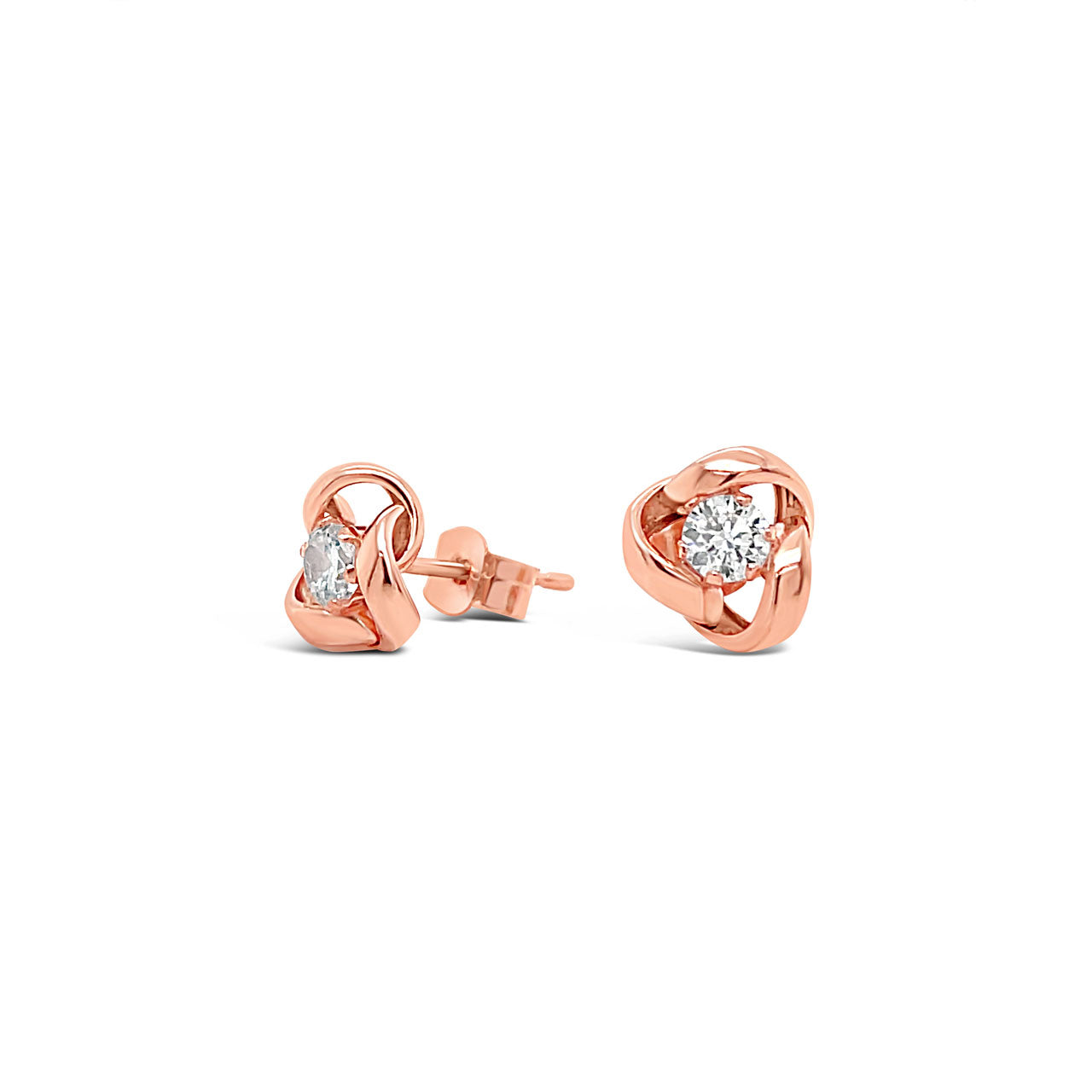 9k Rose Gold & CZ 3 Fold Knot Earrings