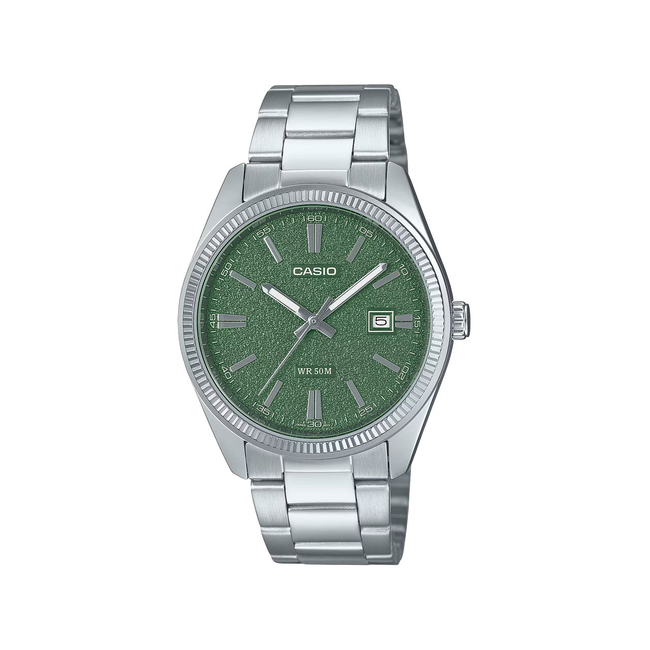 Casio Vintage Silver Green Retro Classic Watch - MTP1302DA-3A