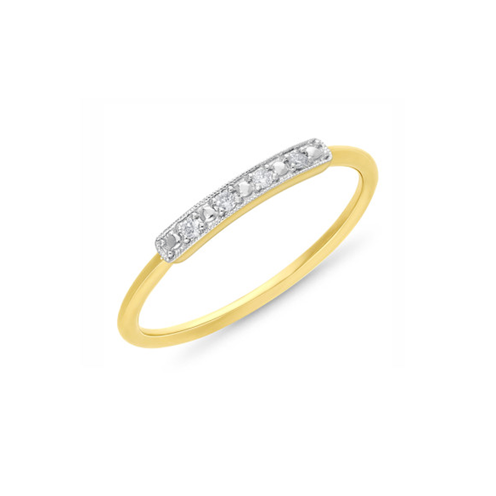 9k Yellow Gold 4 Stone Diamond Dress Ring
