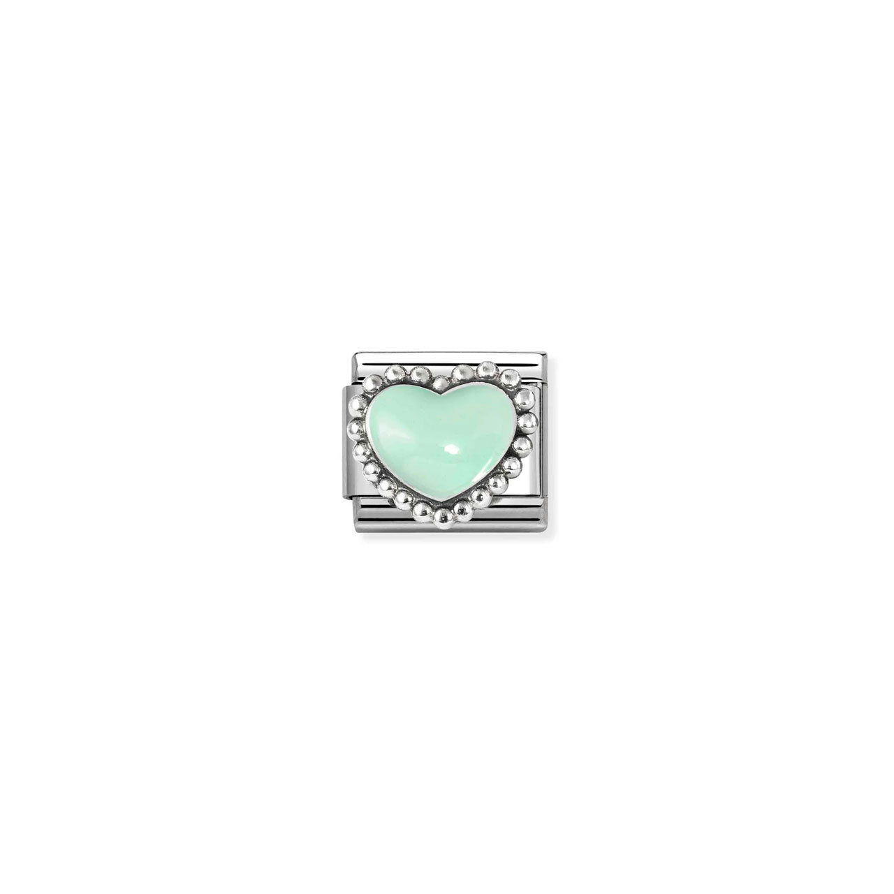 Composable Classic Link 330204/35 Pastel Green Heart In 925 Silver & Enamel