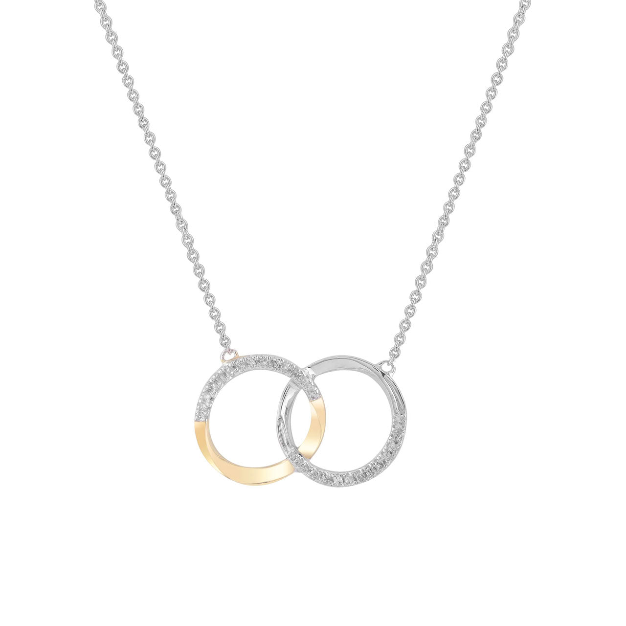 9k Yellow & White Gold Double Circle Diamond Pendant