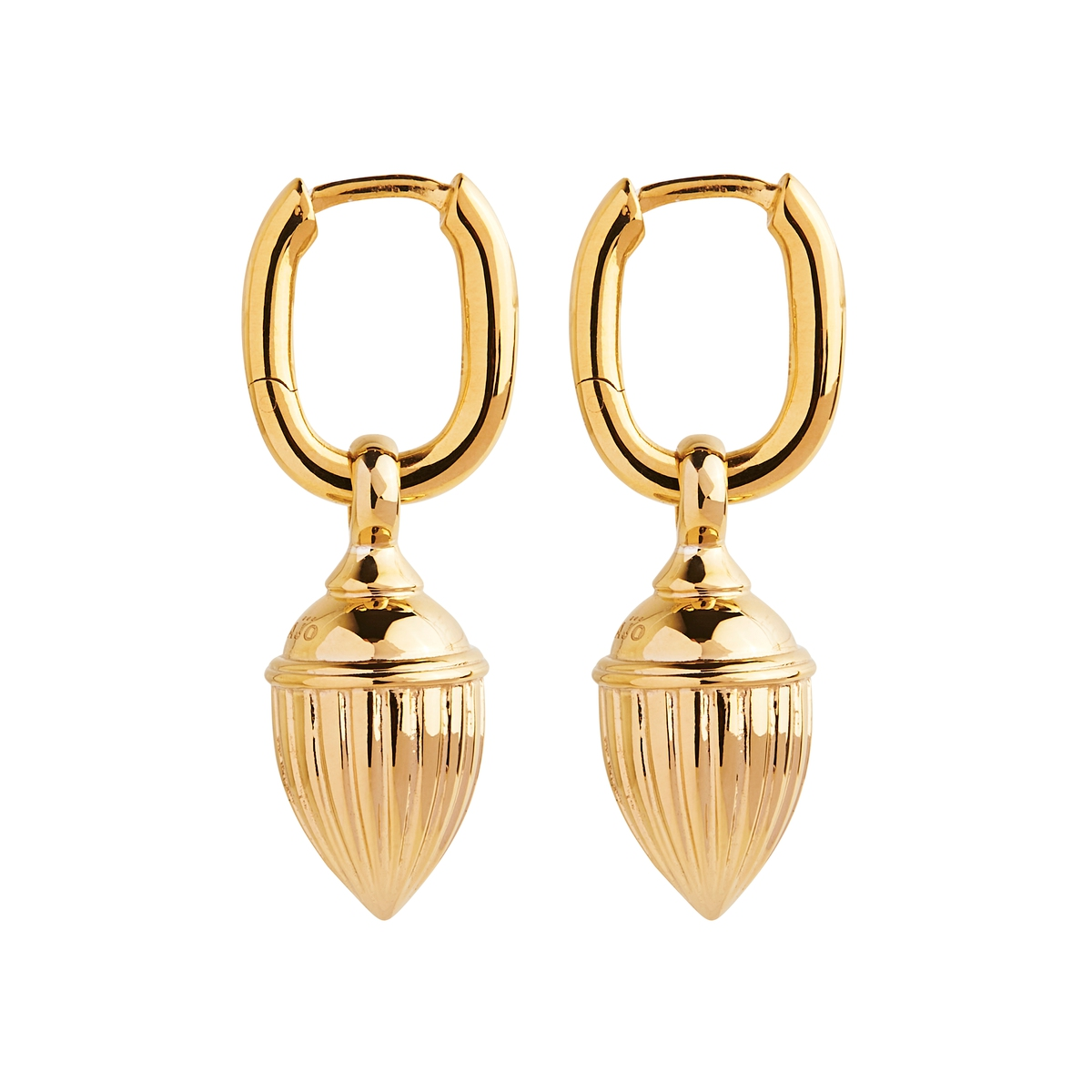 Raya Ridged Pod Huggie Earrings - Gold Plated