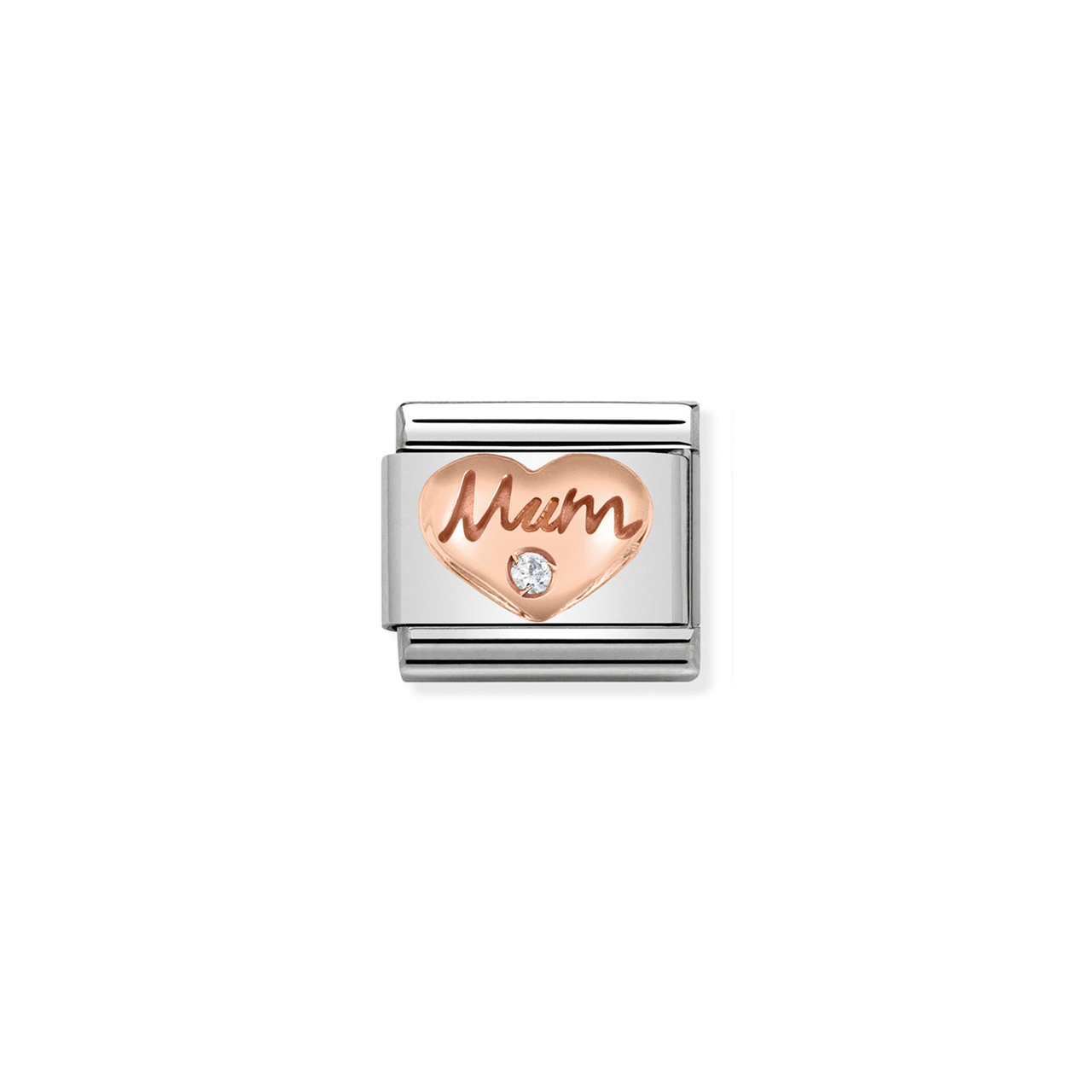 Composable Classic Link 430305/10 Rose Gold Heart with Mum & Stone