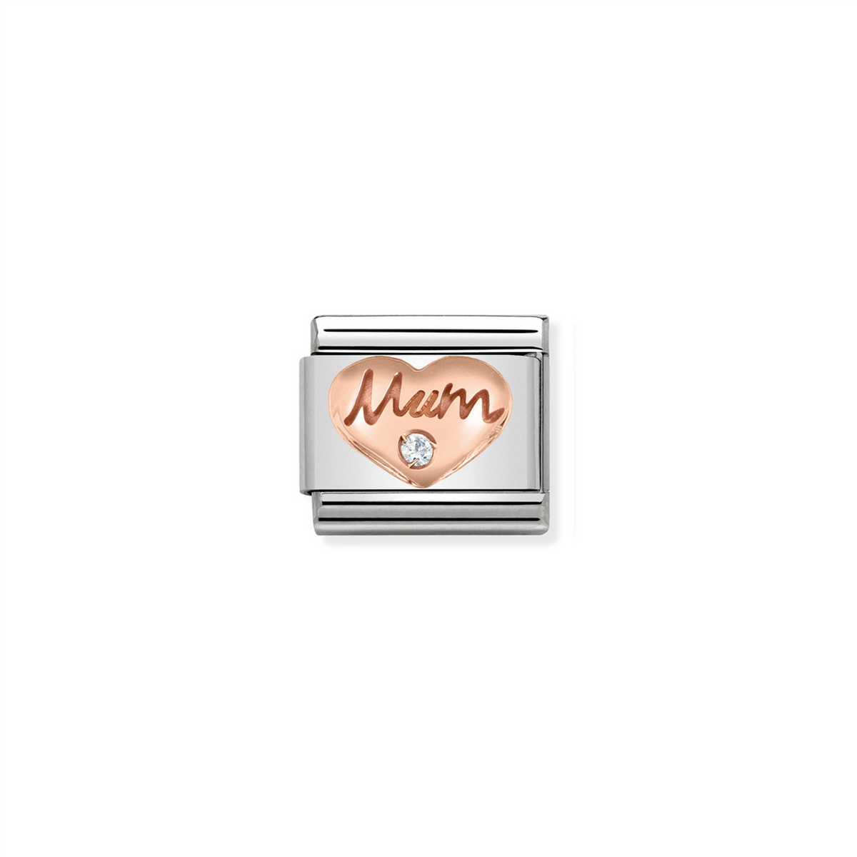 Composable Classic Link 430305/10 Rose Gold Heart with Mum & Stone