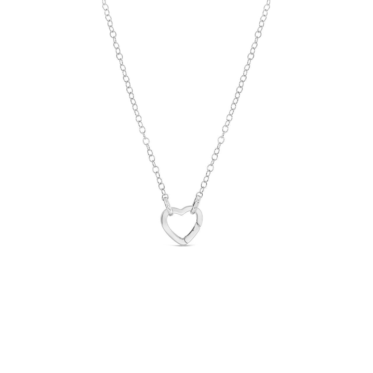 45cm Sterling Silver Heart Spring Clasp Charm Holder Necklace