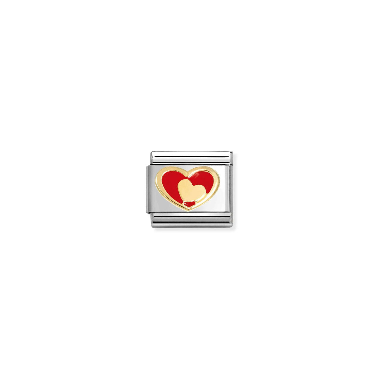 Composable Classic Link 030283/28 Red Heart With Gold Heart In 18K Gold & Enamel