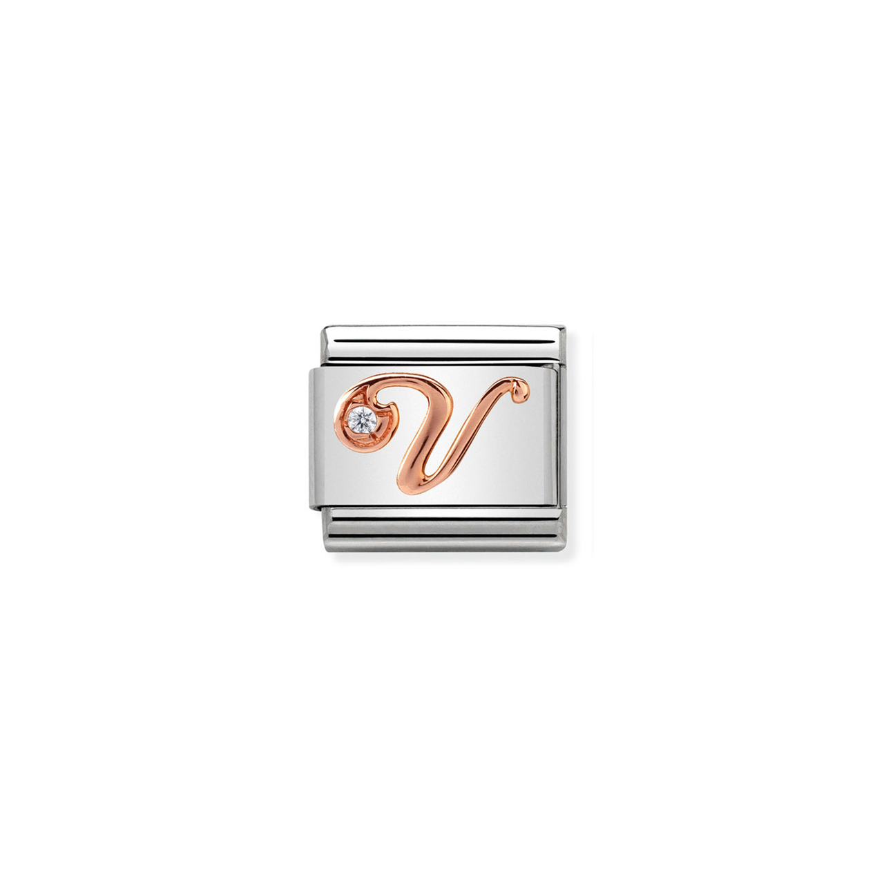 Composable Classic Link 430310/22 Letter V in Rose Gold & CZ