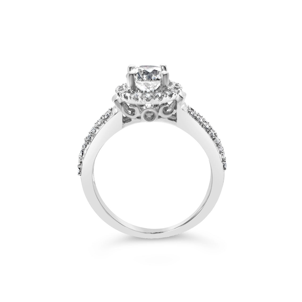 18k White Gold 1.53ct Diamond Halo Engagement Ring